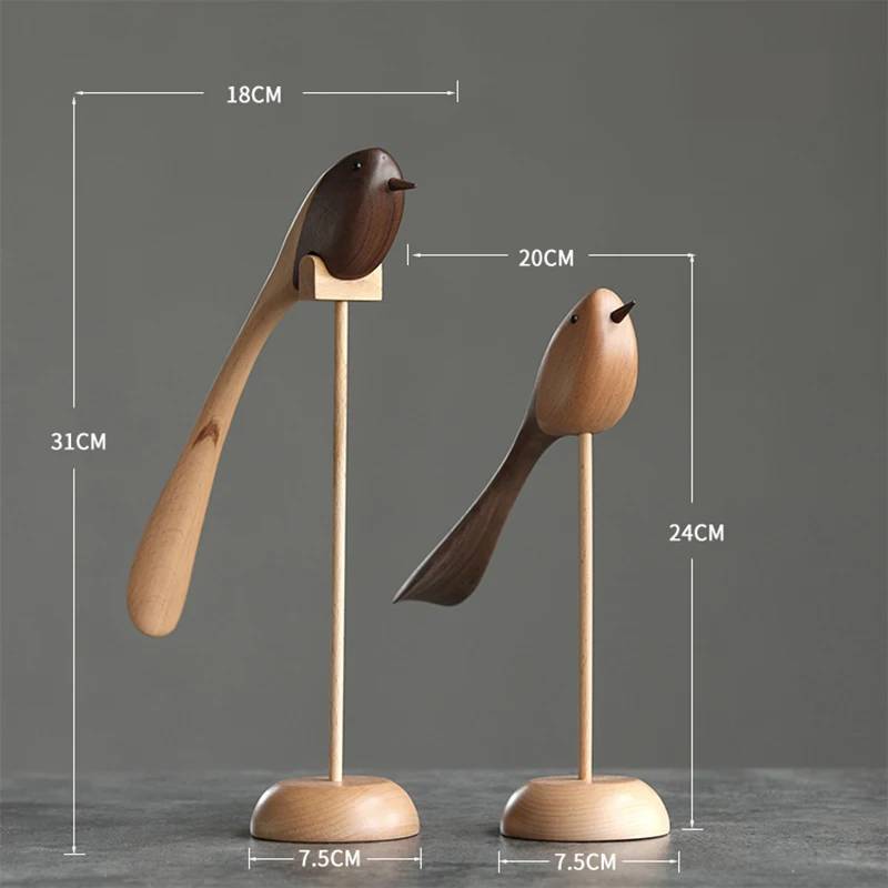 Wood sculpture Birdie Duo