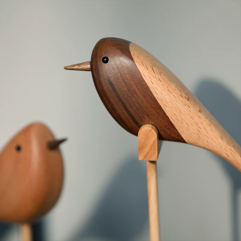 Wood sculpture Birdie Duo