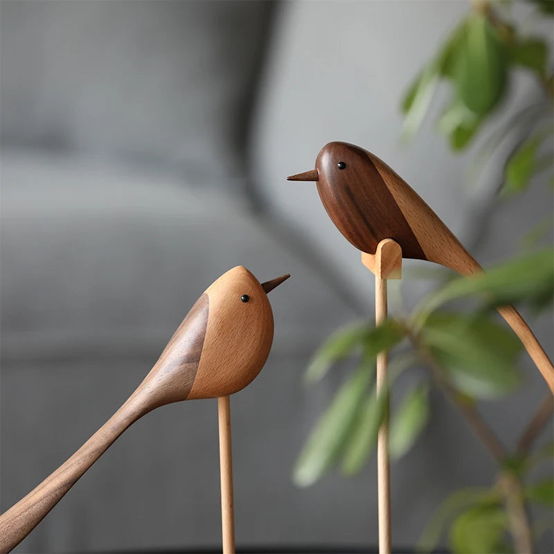 Wood sculpture Birdie Duo