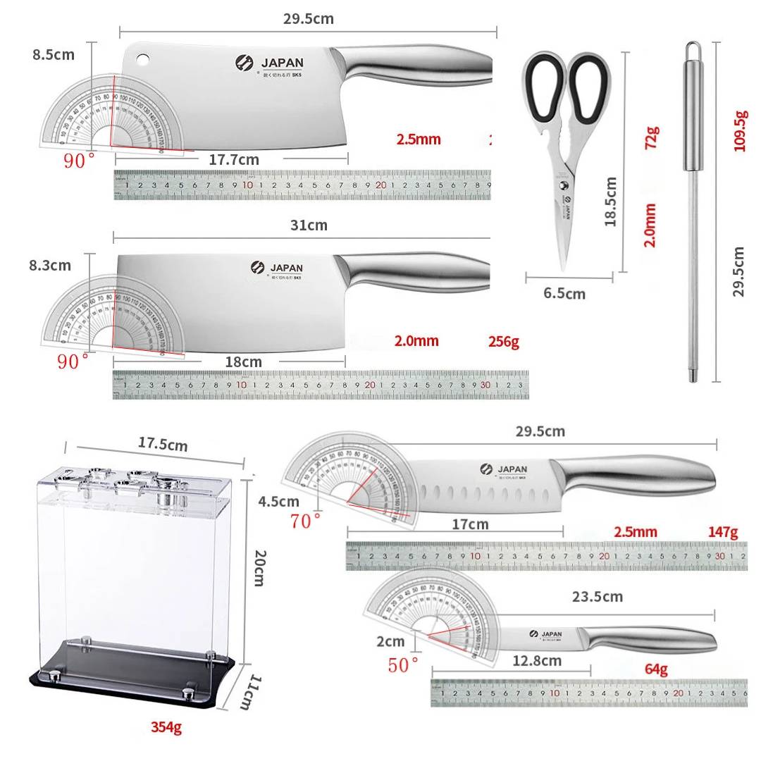 Set de couteaux japonais KüchenPro – 6 pièces + support acrylique GRATUIT