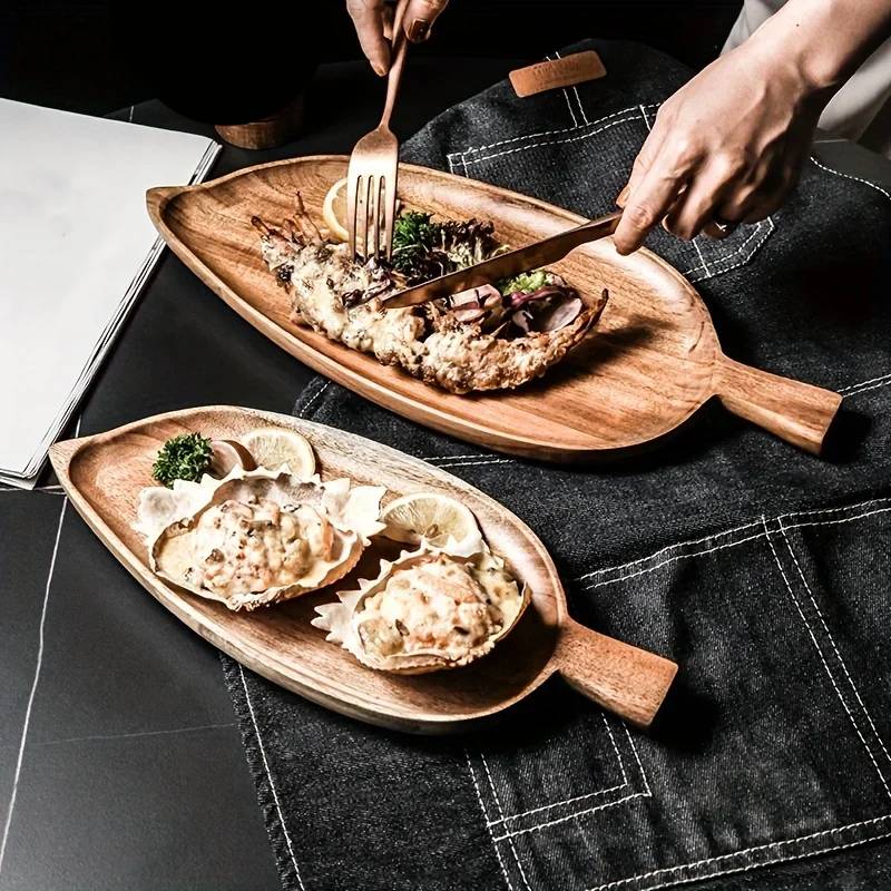 Wood serving platters - 2-piece set