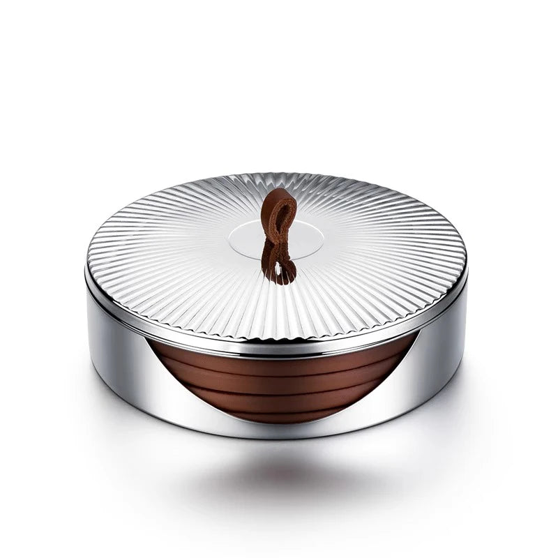 Coaster set made of leather and stainless steel – 4-piece