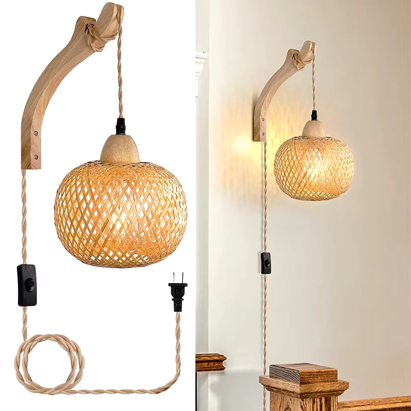 Bamboo Rattan Wandlampe EcoAura
