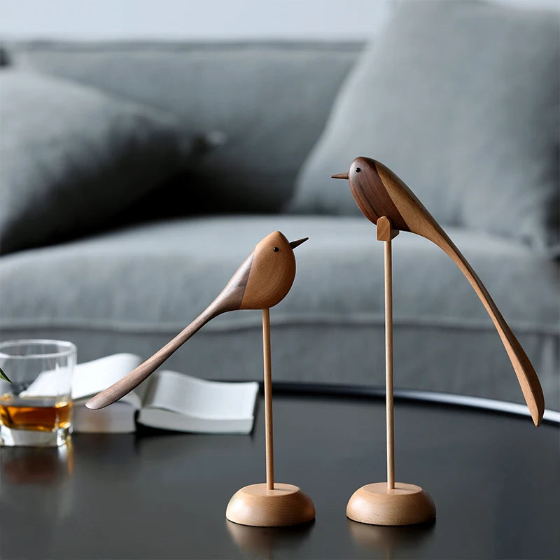 Wood sculpture Birdie Duo