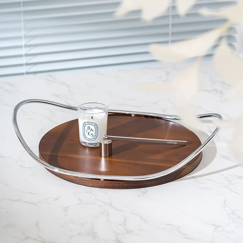 Oval tray made of wood and stainless steel Noa