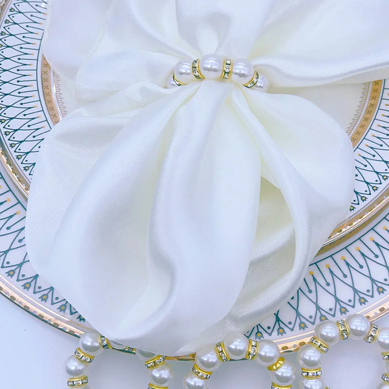 Eleganti portatovaglioli con perle - 10 PEZZI