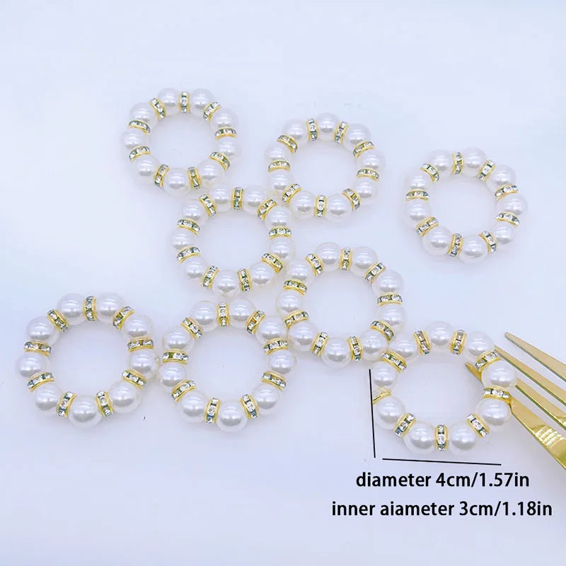 Eleganti portatovaglioli con perle - 10 PEZZI