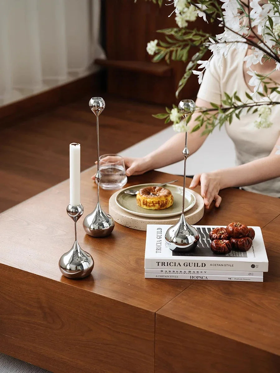 Candle holder made of stainless steel Noor