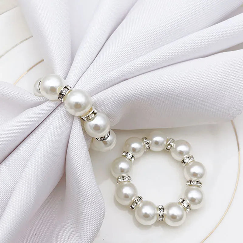 Eleganti portatovaglioli con perle - 10 PEZZI