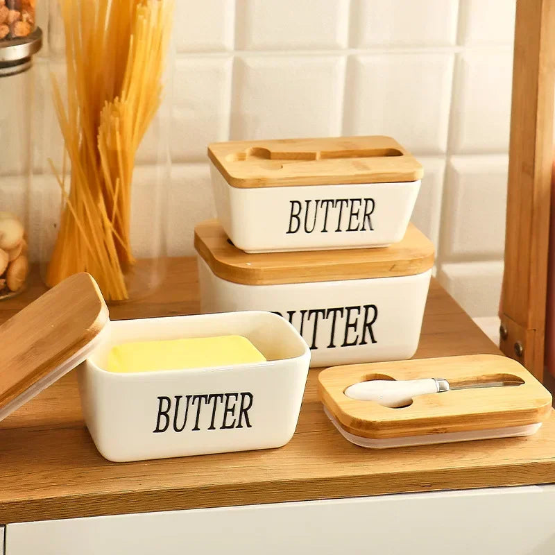 Butter dish ceramic with butter knife