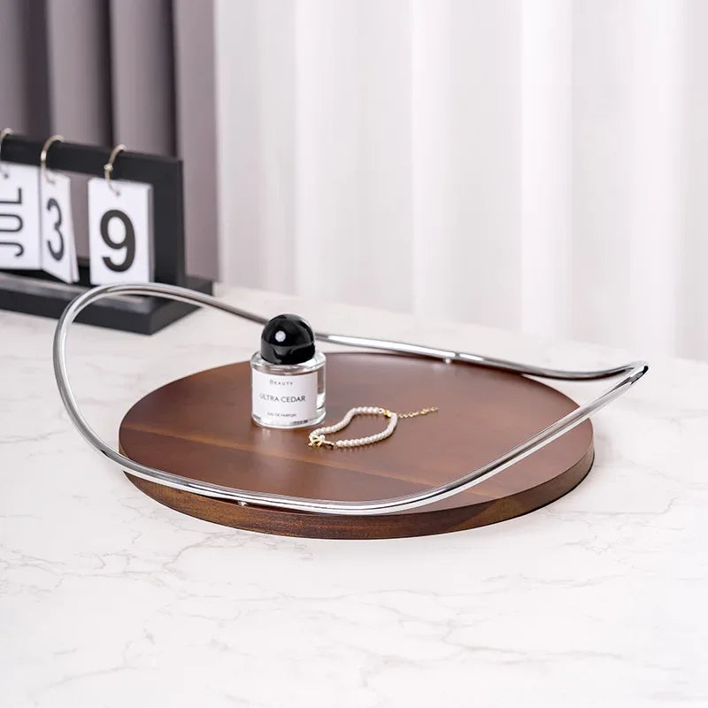 Oval tray made of wood and stainless steel Noa