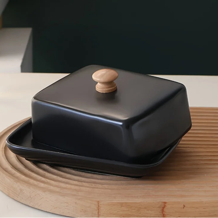 Minimalist butter dish made of ceramic