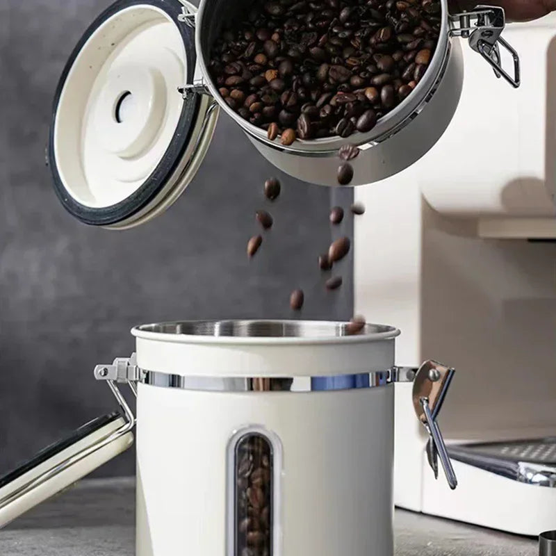 Airtight stainless steel coffee canister set – 3-piece