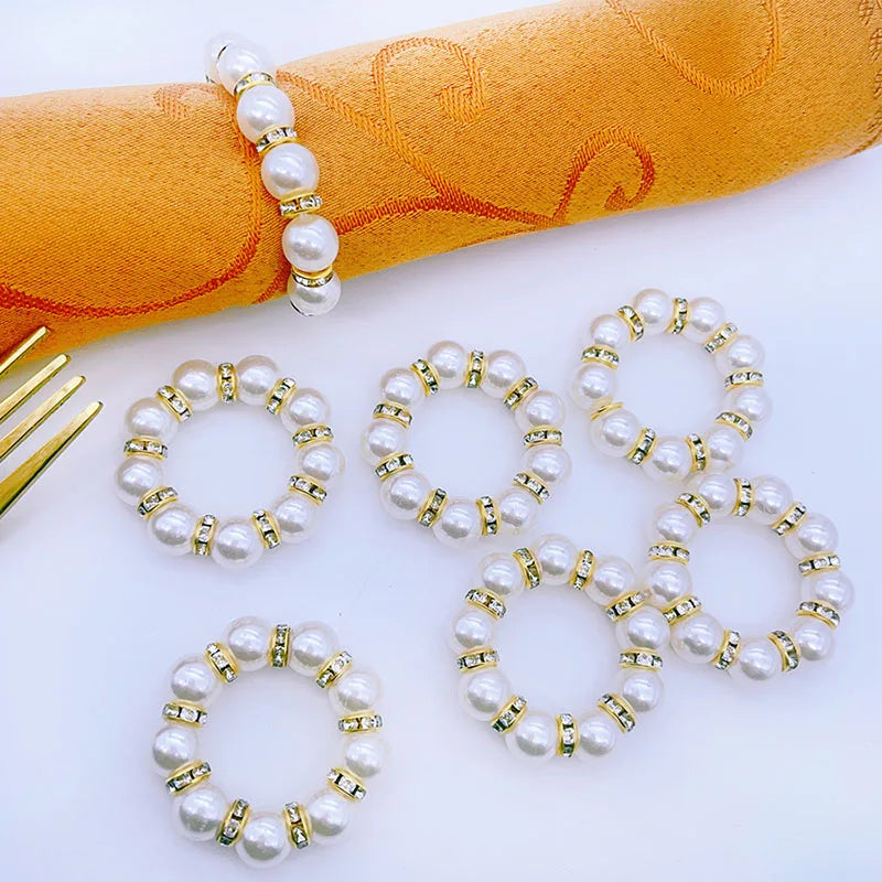 Eleganti portatovaglioli con perle - 10 PEZZI