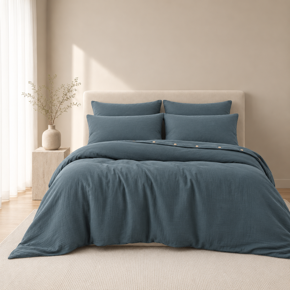 Muslin duvet cover made from Turkish organic cotton – Dark Blue