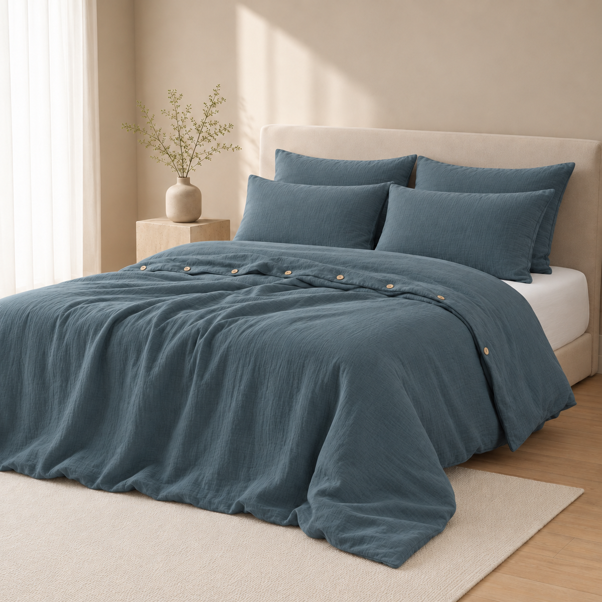 Muslin duvet cover made from Turkish organic cotton – Dark Blue