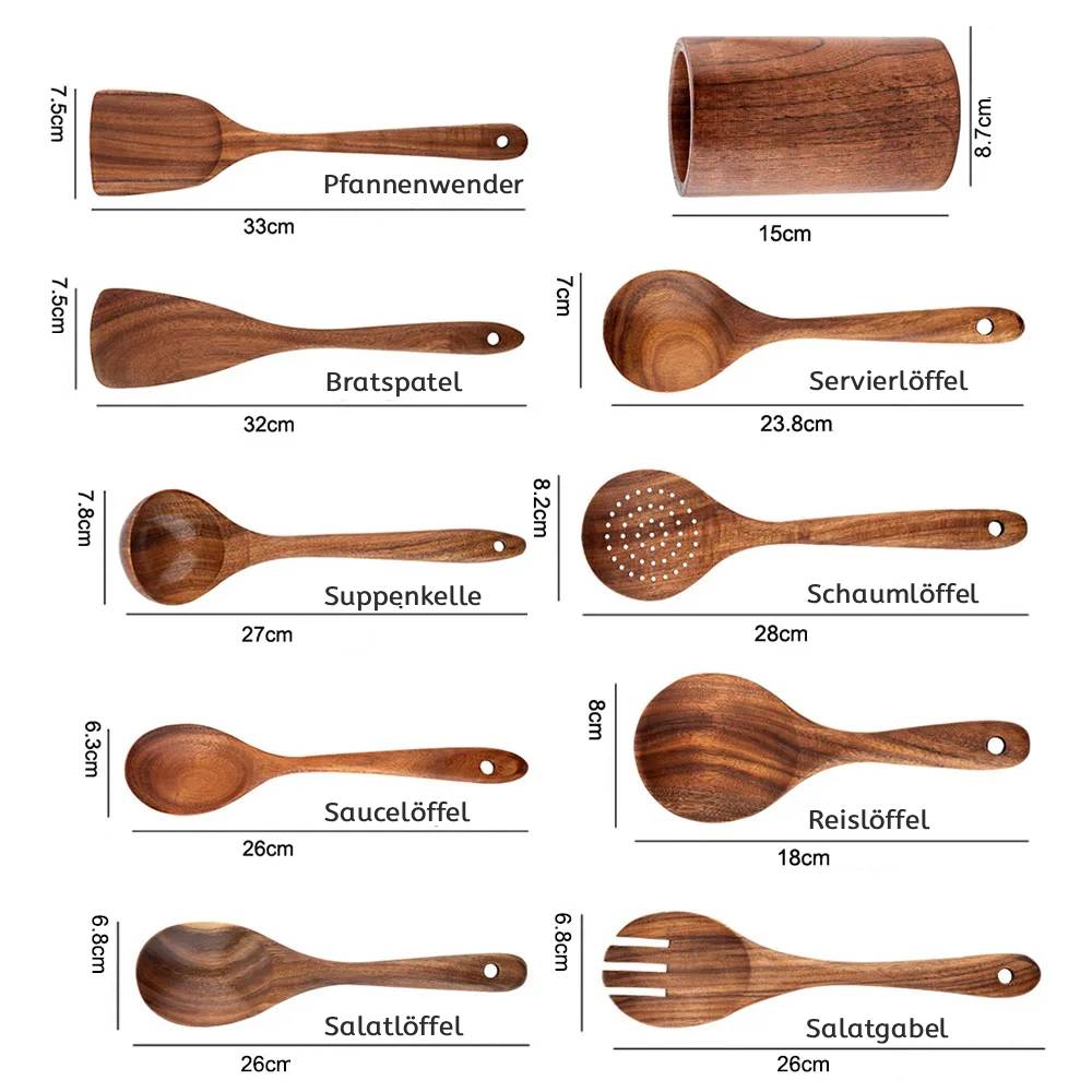 Wooden kitchen utensils set – 8-piece