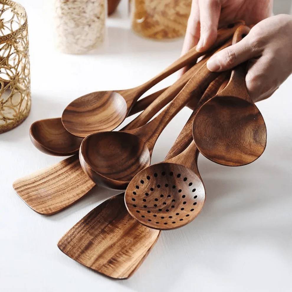 Teakholz Küchenutensilien-Set – 8-teilig