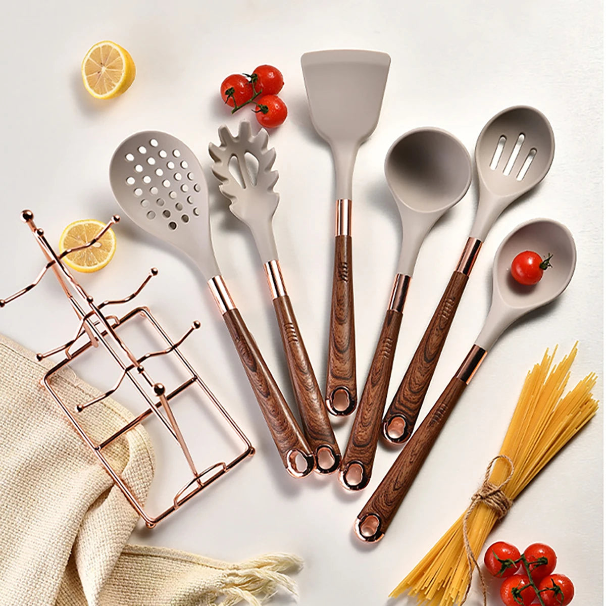 Ensemble d'ustensiles de cuisine en silicone luxueux | 13 pièces
