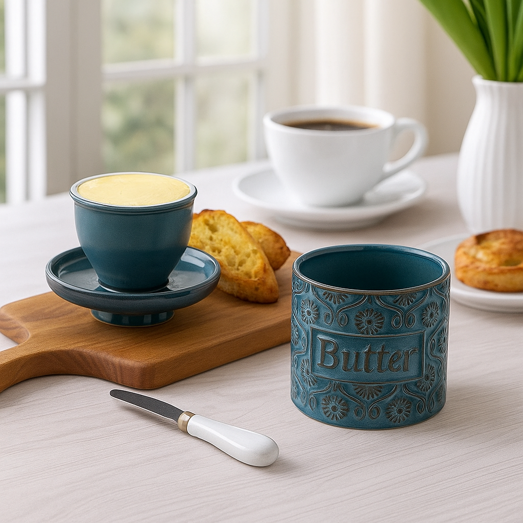 Französische Butterdose Keramik Vintage