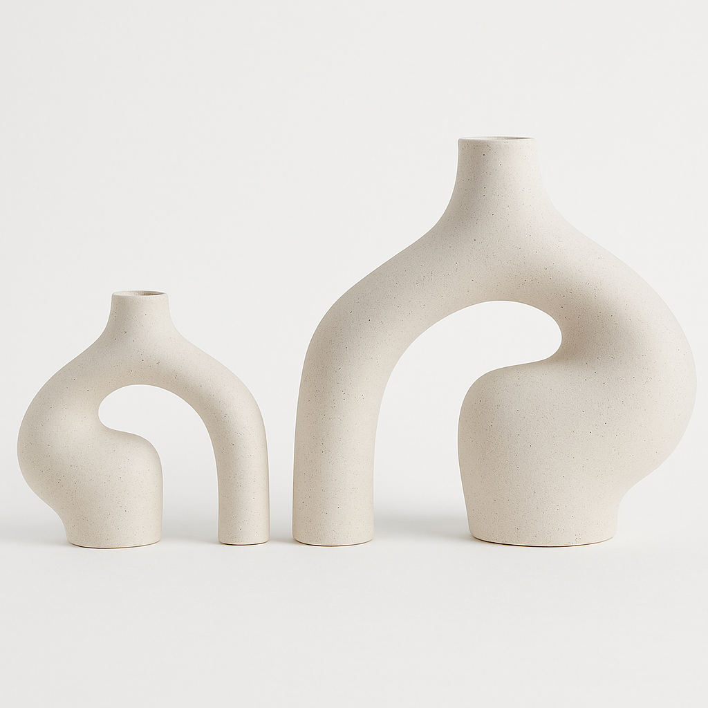 Sculptural Decorative Ceramic Vases Arc Set of 2