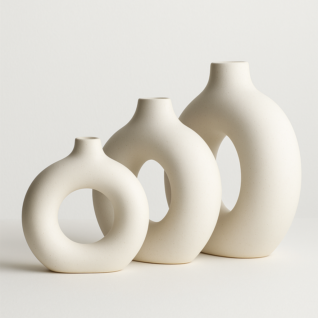 Minimalist Donut Ceramic Vases Set of 3