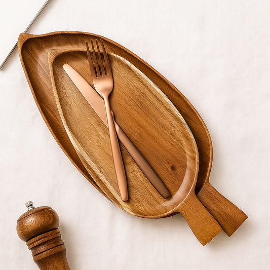 Wood serving platters - 2-piece set