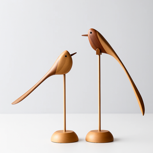 Wood sculpture Birdie Duo