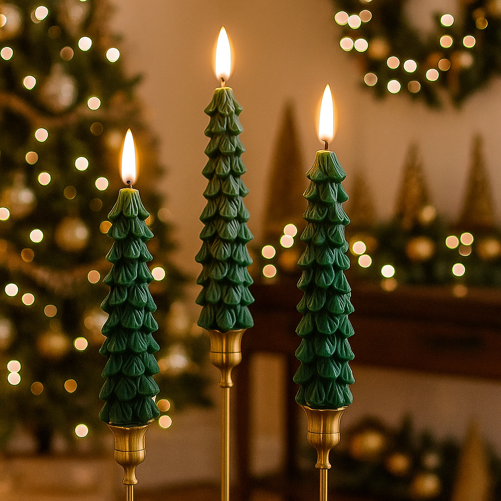 LED Christmas candles in fir tree design