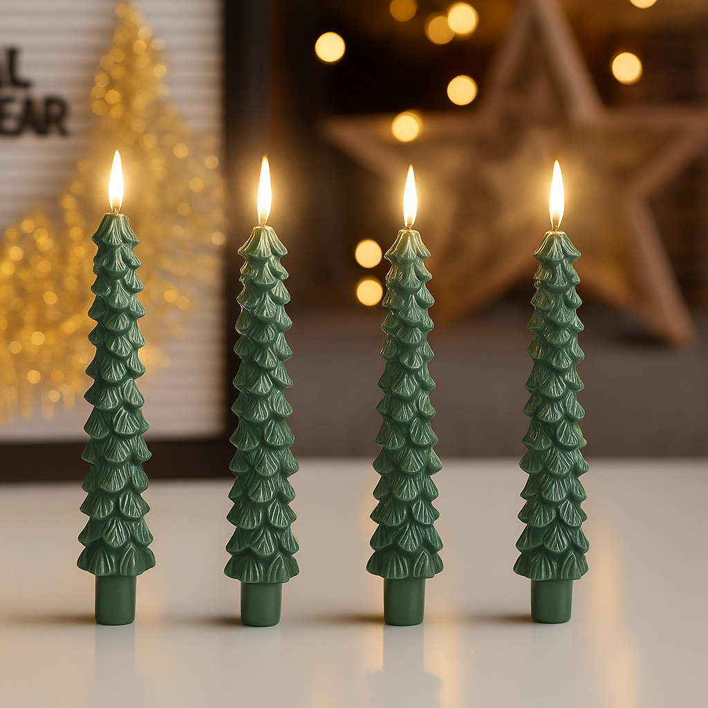 LED Weihnachtskerzen im Tannenbaum-Design