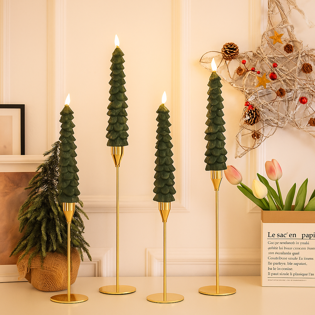 LED Christmas candles in fir tree design