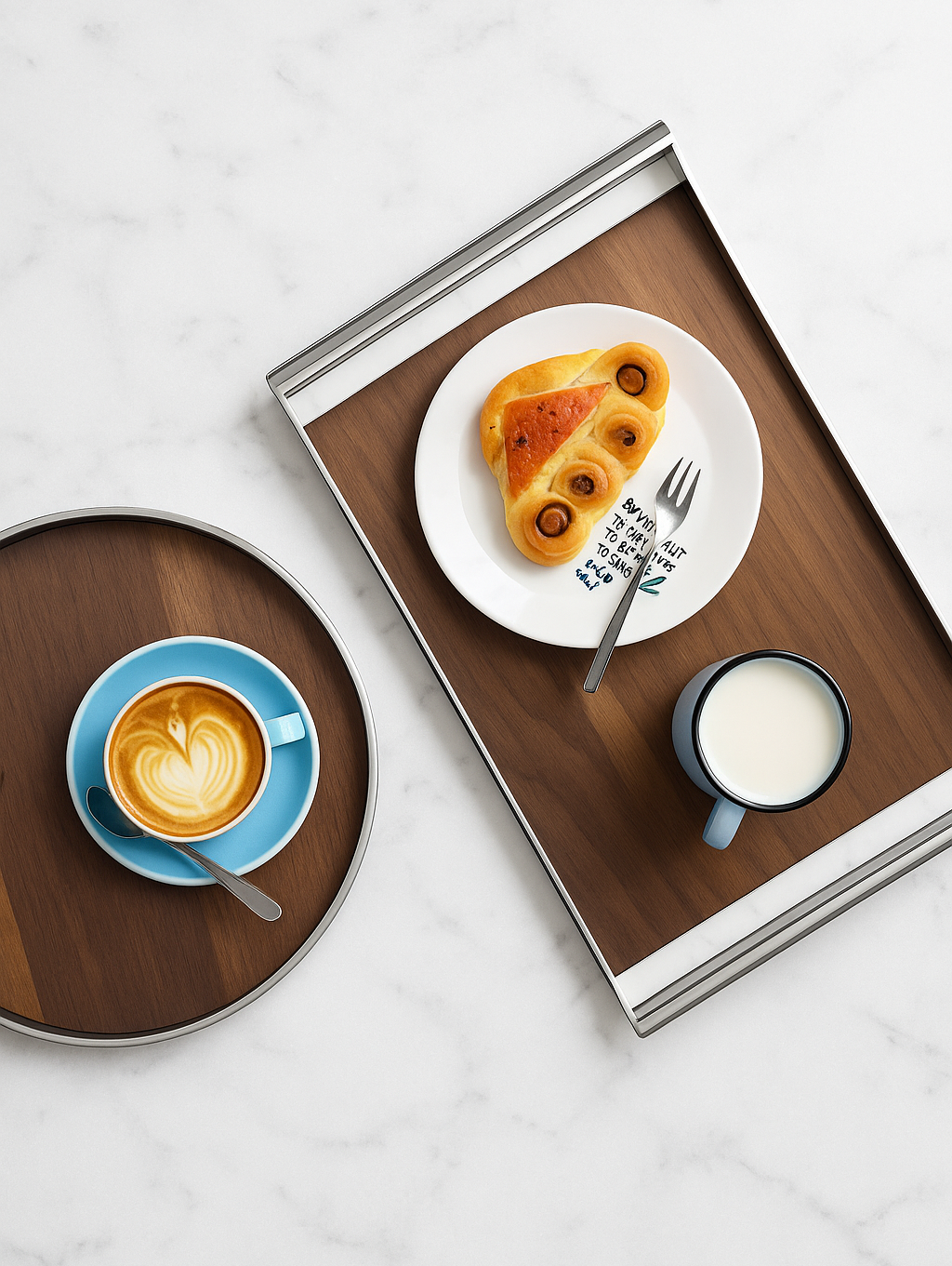 Walnuss-Edelstahl Serviertablett Elo