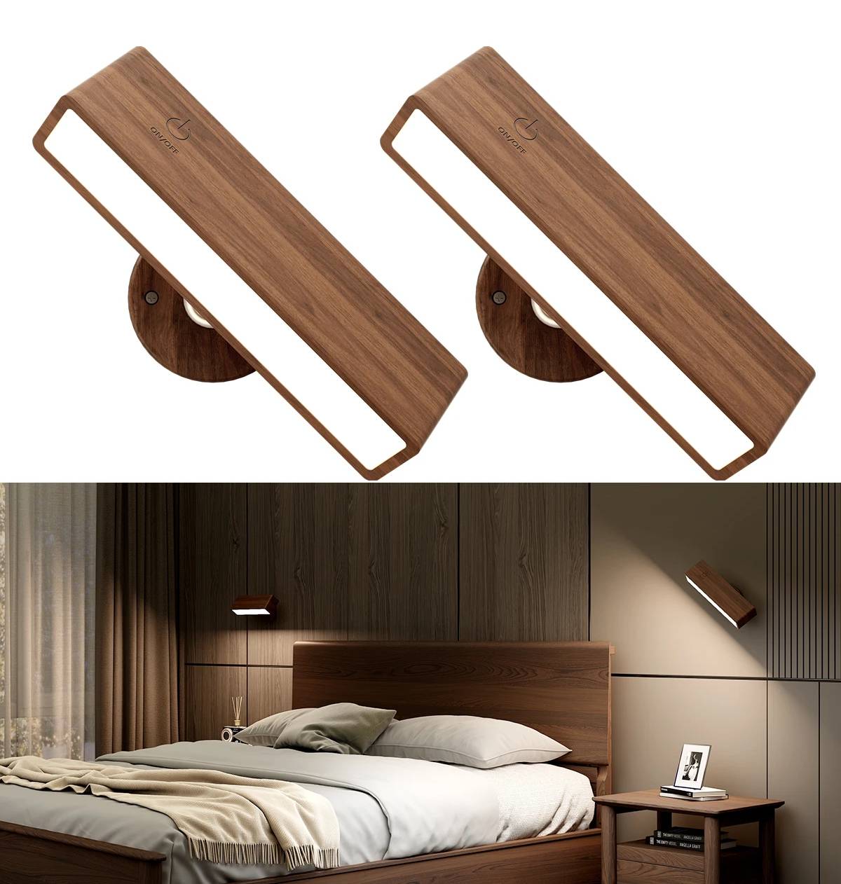 Wireless Wooden Wall Lamp Nordica