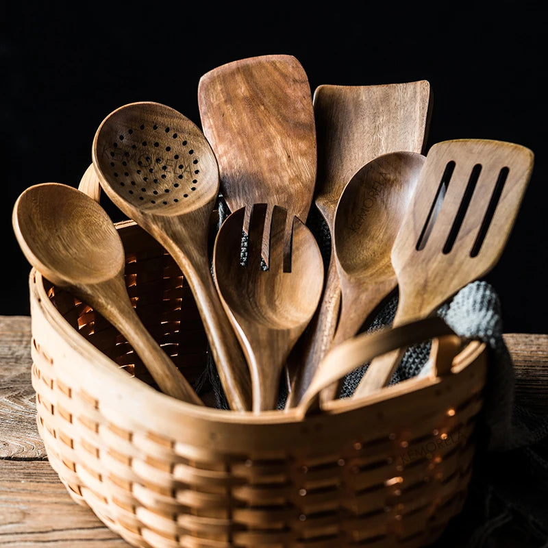 Teakholz Küchenutensilien-Set – 8-teilig