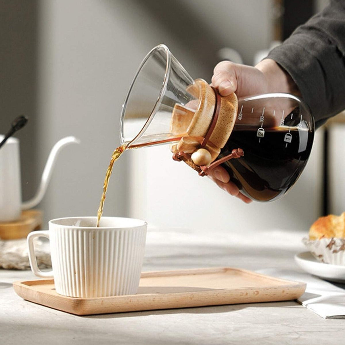 Pour Over Kaffeekaraffe mit 40 Filterpapieren