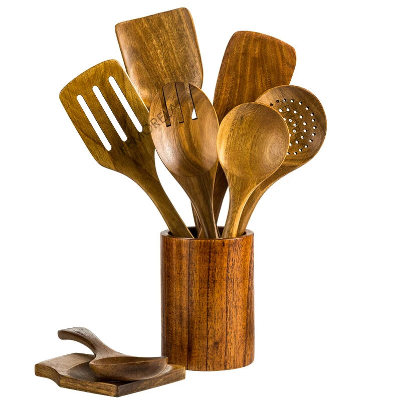 Teakholz Küchenutensilien-Set – 8-teilig