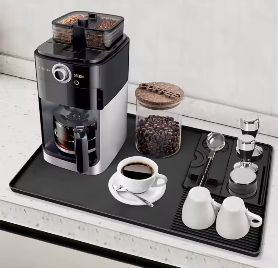 Barista mat for your coffee station 3-in-1
