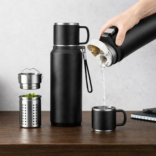 Thermosflasche mit Becher für Tee & Kaffee