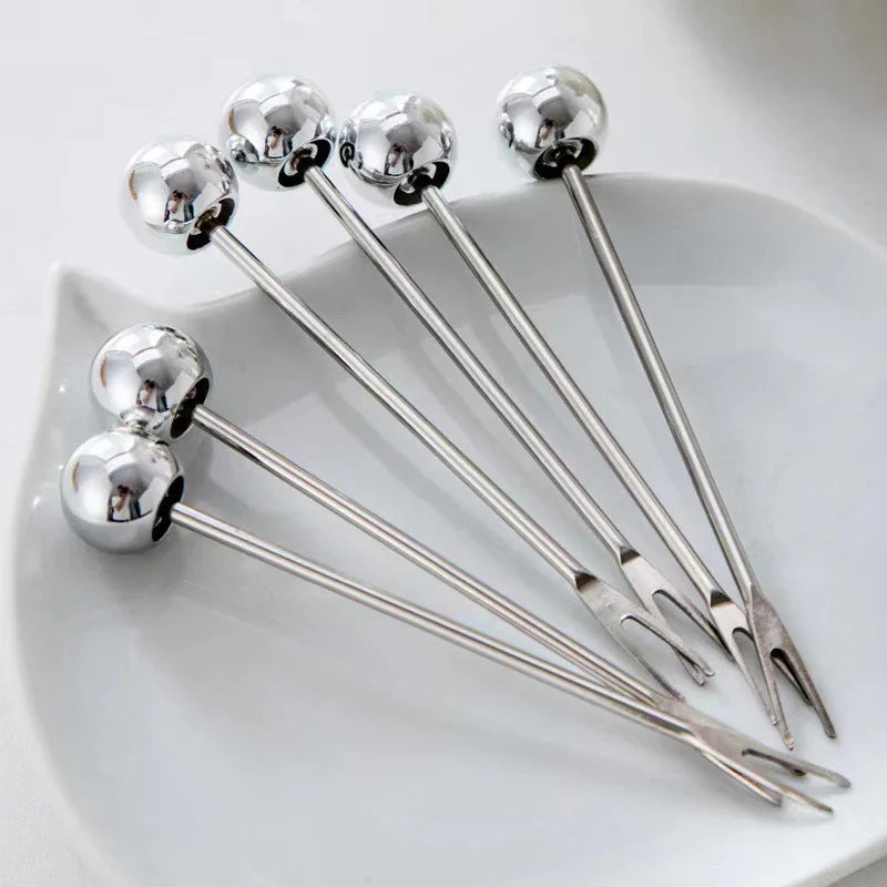 Forchette da degustazione in acciaio inox - 6 forchette + portaposate orsetto in ceramica