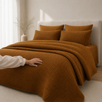 Bettüberwurf-aus-türkischer-Bio-Baumwolle-im-Waffeldesign-–-Karamellbraun-4