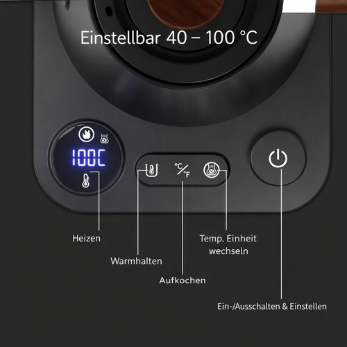 Digitaler Wasserkocher mit Temperaturregelung