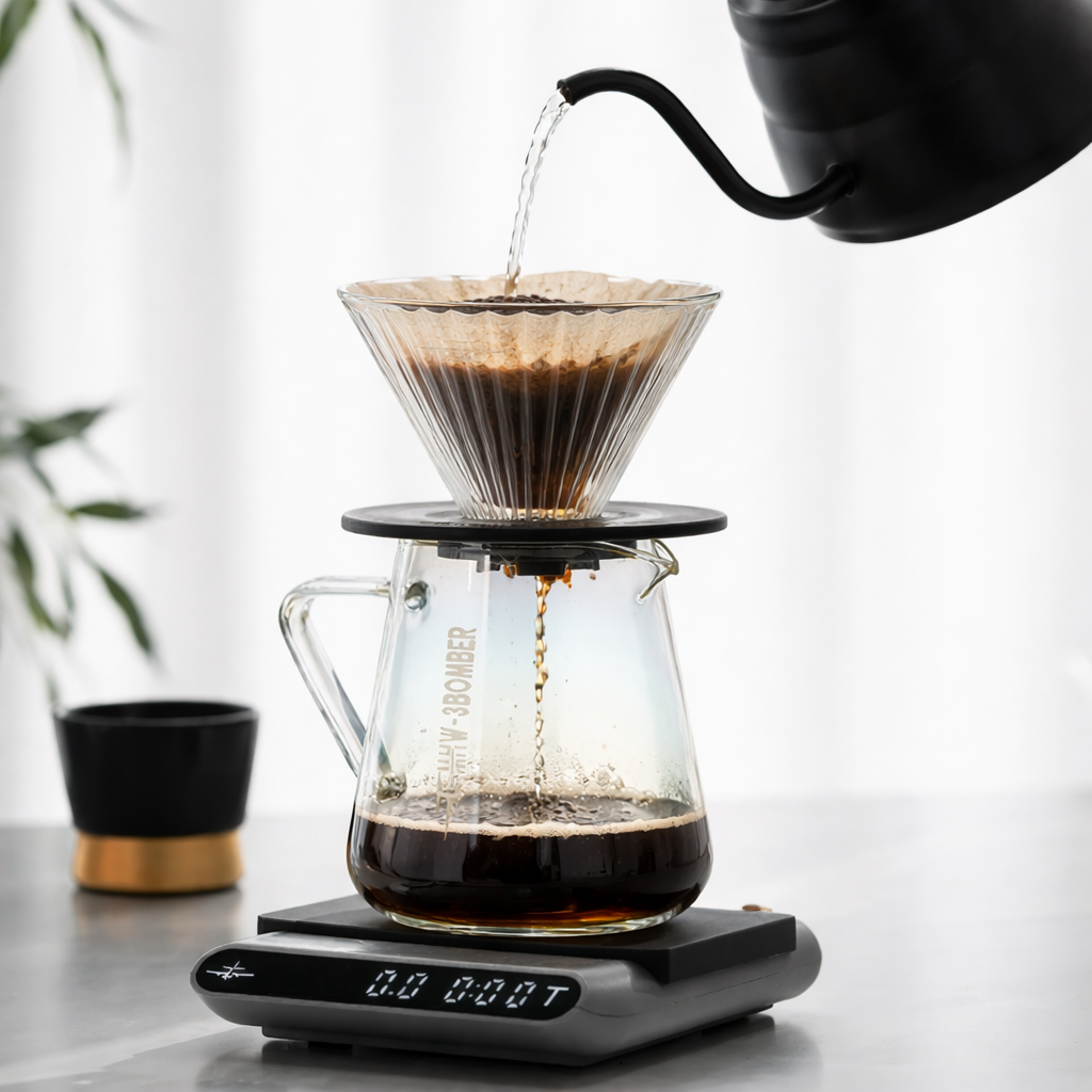Glas Pour Over Kaffeefilter mit 40 Filterpapieren