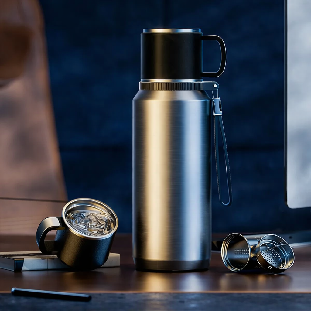 Thermosflasche mit Becher für Tee & Kaffee