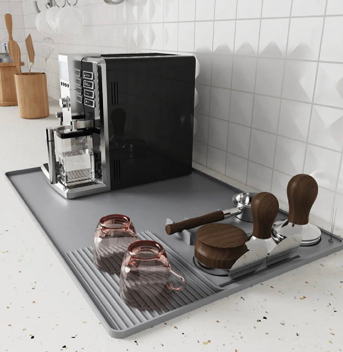 Barista mat for your coffee station 3-in-1