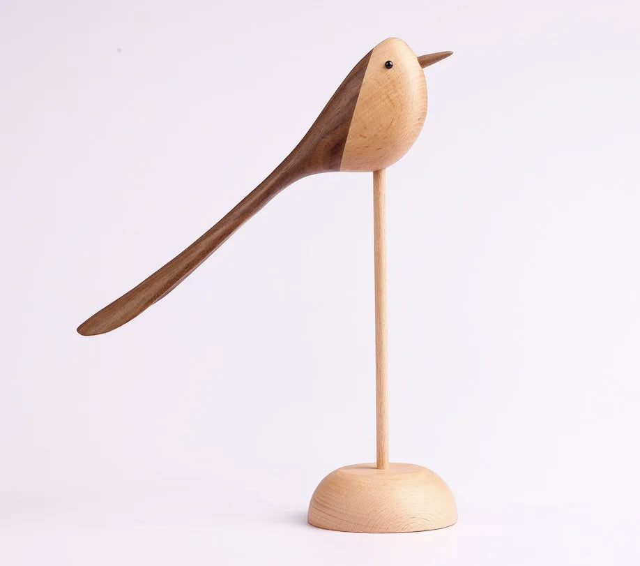 Wood sculpture Birdie Duo