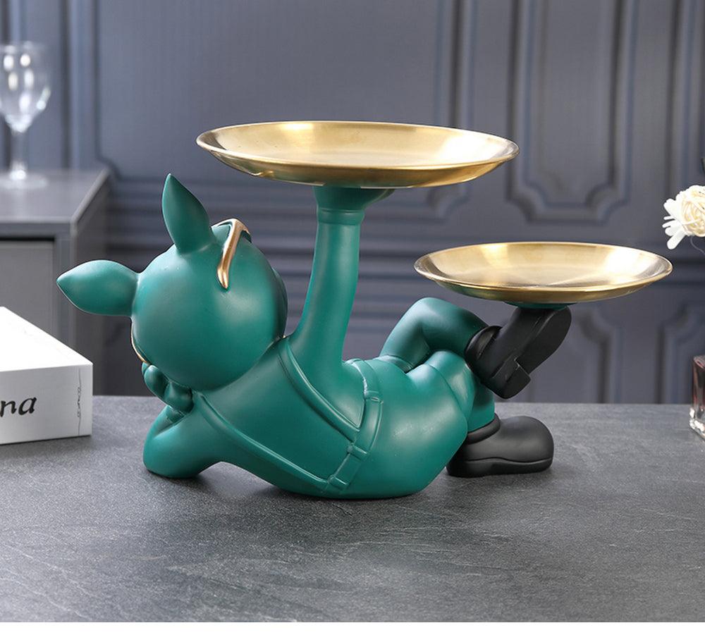 Bulldog sculpture with shelf