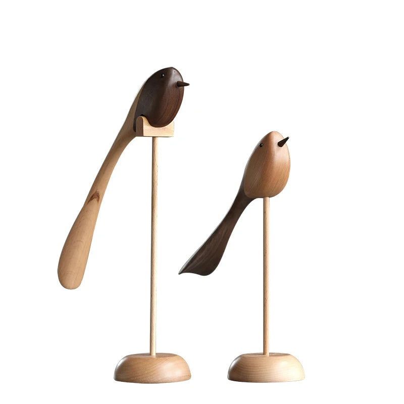 Wood sculpture Birdie Duo