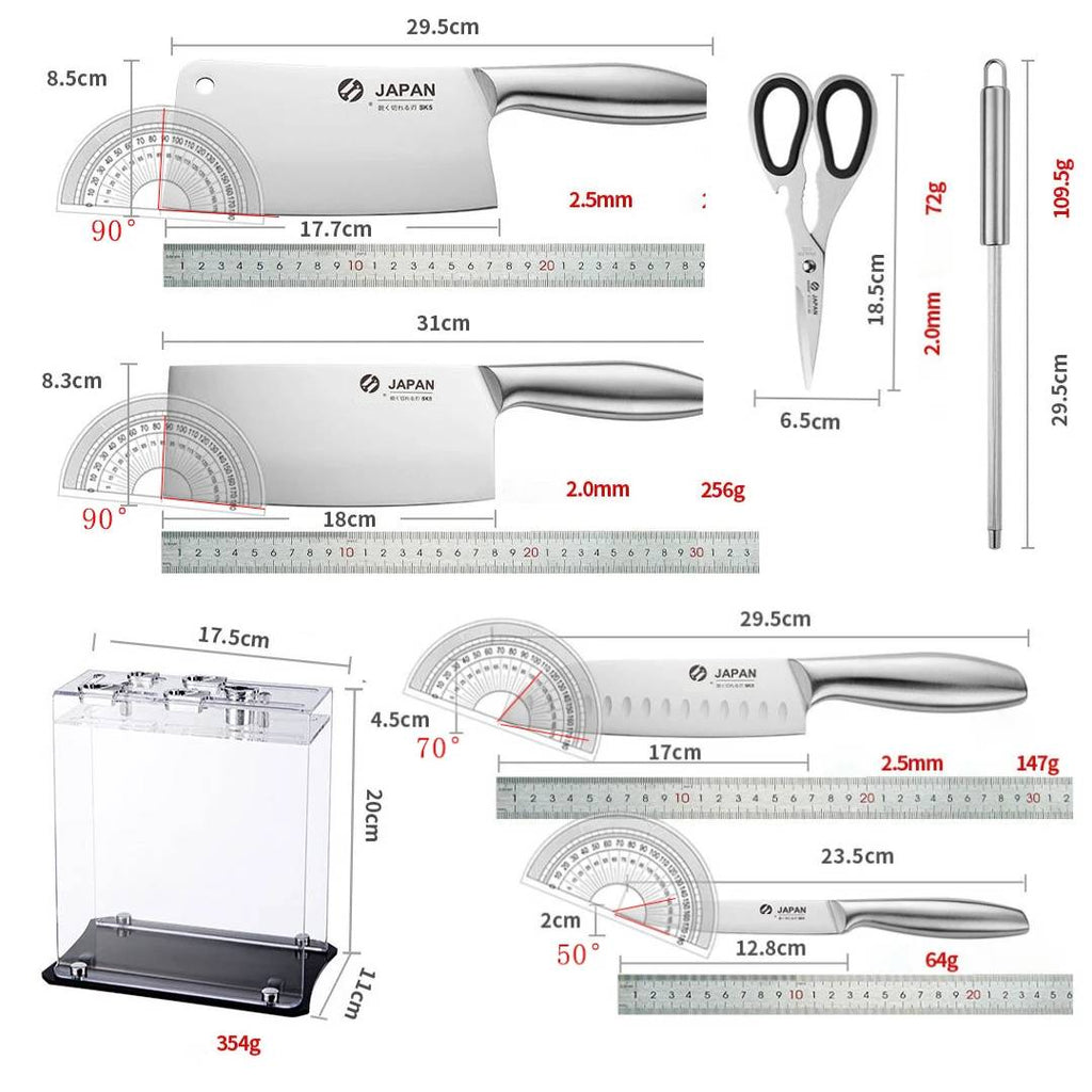 Japanisches Messer-Set KüchenPro – 6-teilig + Acrylständer GRATIS