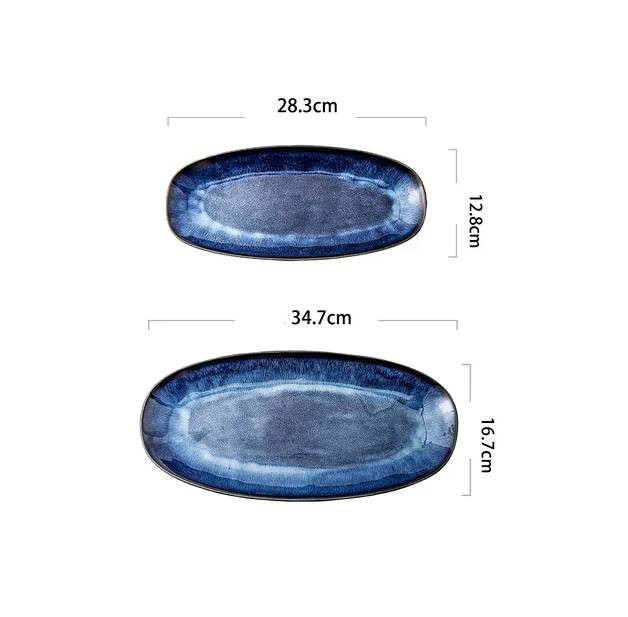 Ceramic serving plates Ocean – 2-piece