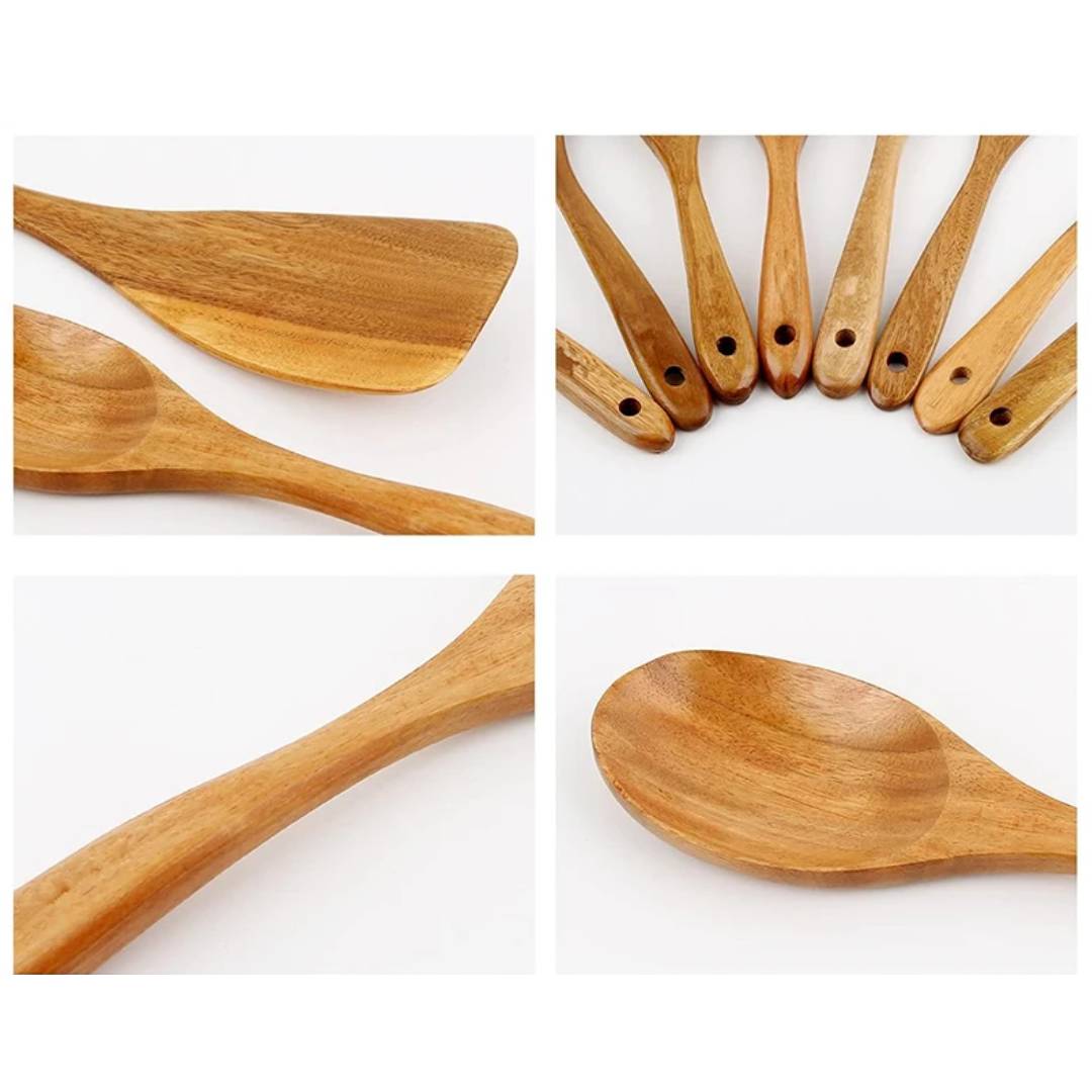 Kitchen utensil set made of teak wood – 10-piece